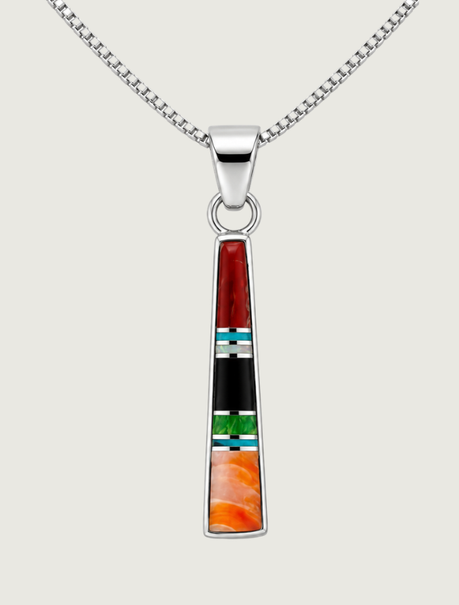 Sterling Silver Multi Inlay Necklace