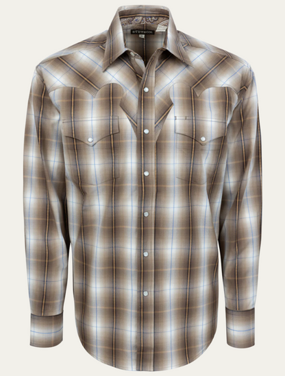 Stetson Men's Sandy Ombre Plaid Snap Front Shirt