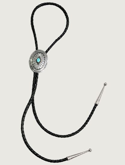 Shirley Skeets Sterling Silver & Turquoise Bolo Tie