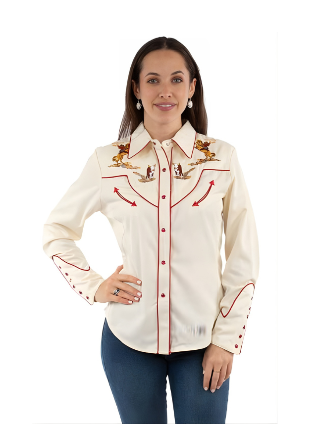 Scully Women's Cattle Roper Embroidered Shirt