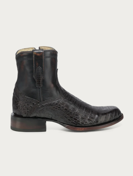 Corral Men's Embroidered Brown Caiman Ankle Boot