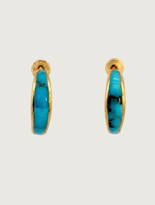 14K Yellow Gold Kingman Turquoise Earrings
