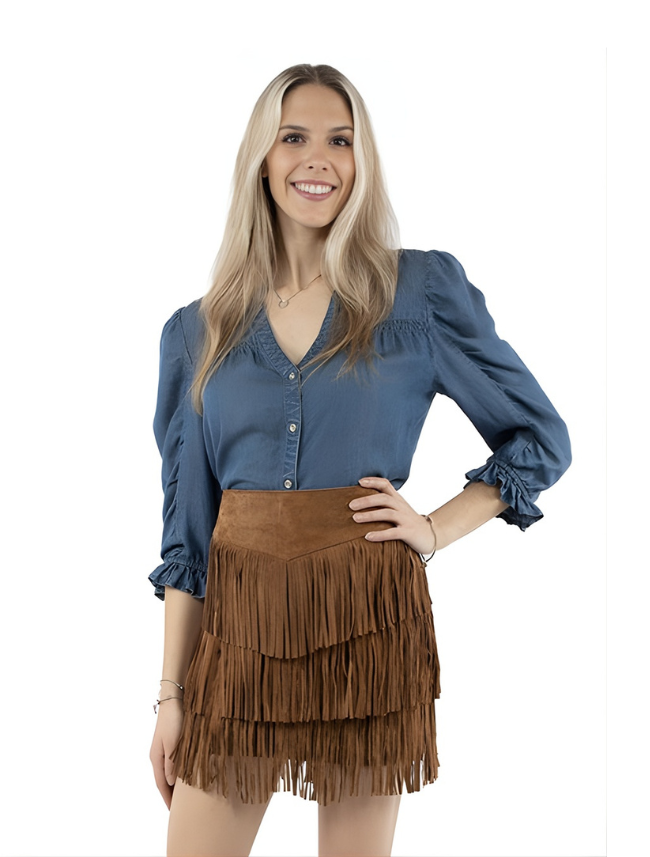 Women's Short Suede Fringe Skirt