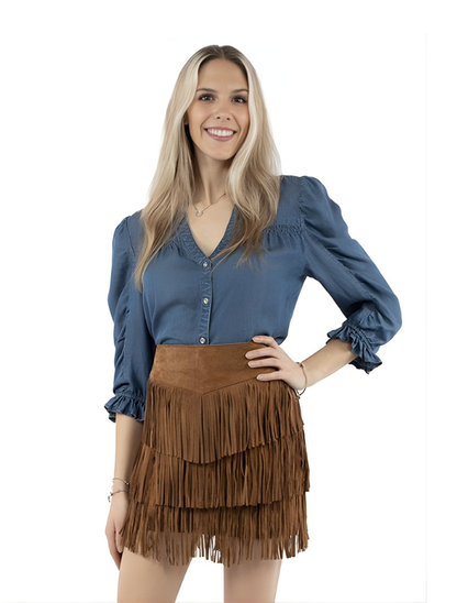 Women's Short Suede Fringe Skirt