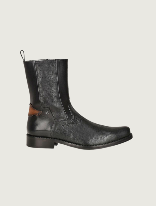 Cuadra Black Deer Leather Zipper Cowboy Dress Boots