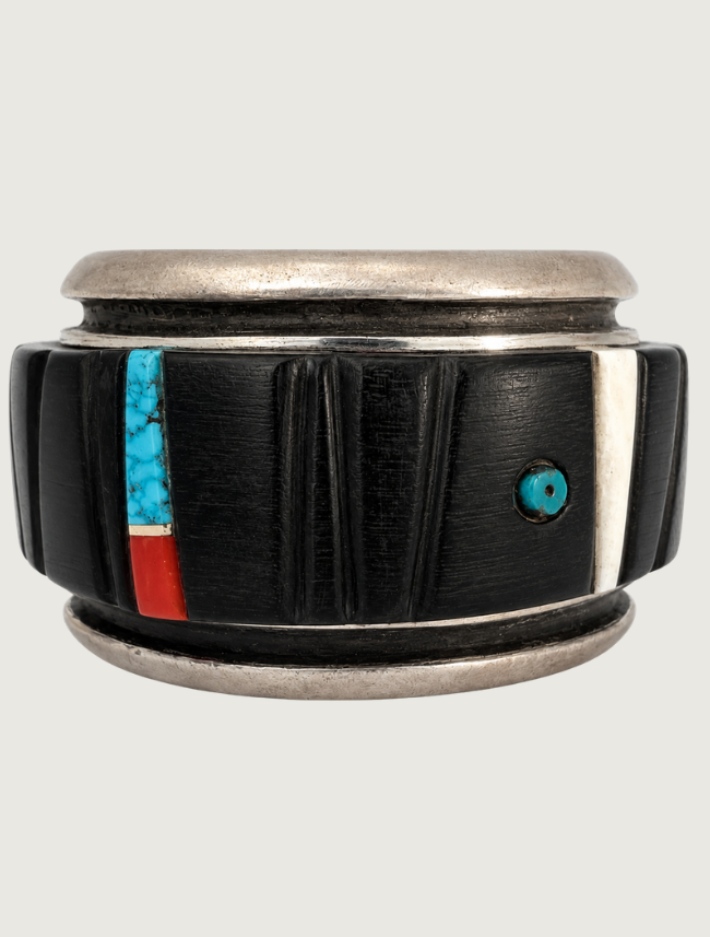 Edison Cummings Sterling Silver Multicolor Inlay Cuff Bracelet