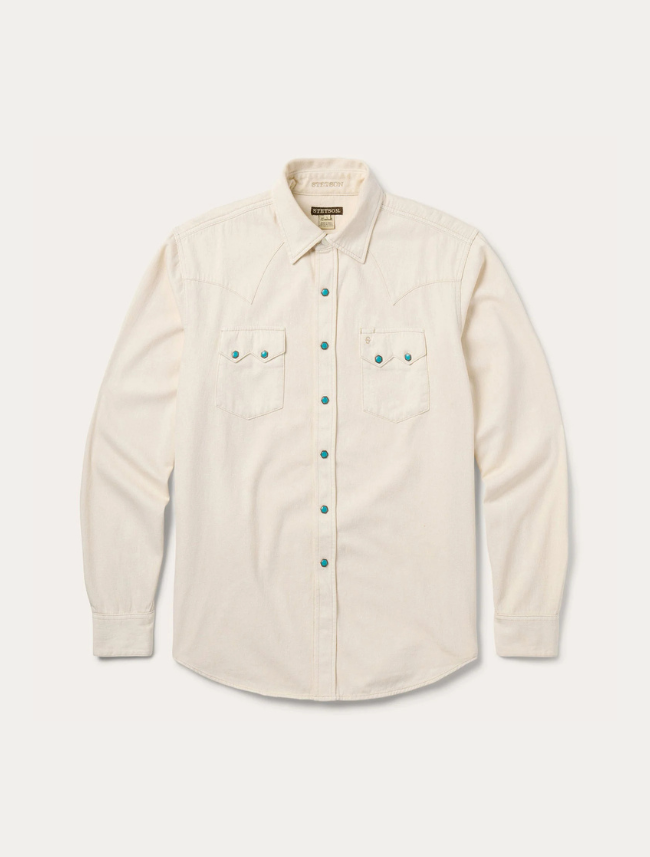 Stetson Men's Turquoise Snap Western Denim Shirt
