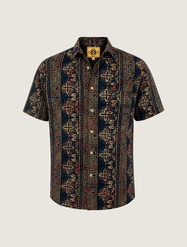 Scully Men's Batik Short Sleeve Shirt in Black