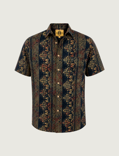 Scully Men's Batik Short Sleeve Shirt in Black