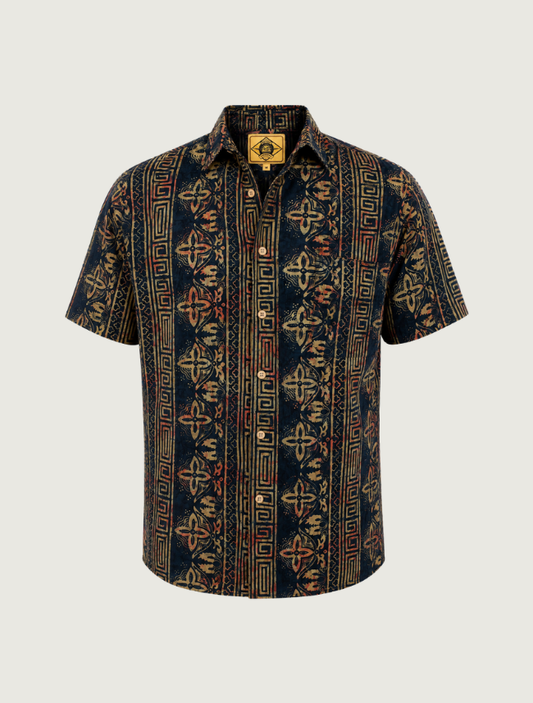 Scully Men's Batik Short Sleeve Shirt in Black