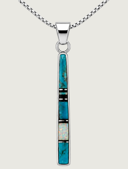 Sterling Silver Multi Inlay Necklace
