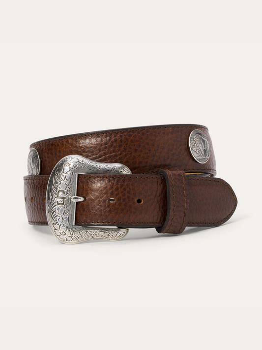 Stetson Men's Hazelnut "Bison Nickel" Leather Belt