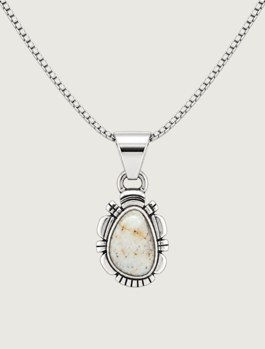 Sterling Silver White Buffalo Pendant Necklace