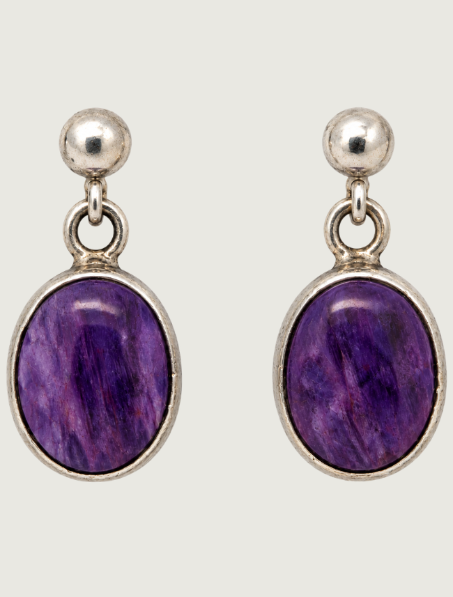 Sterling Silver Purple Spiny Oyster Earrings
