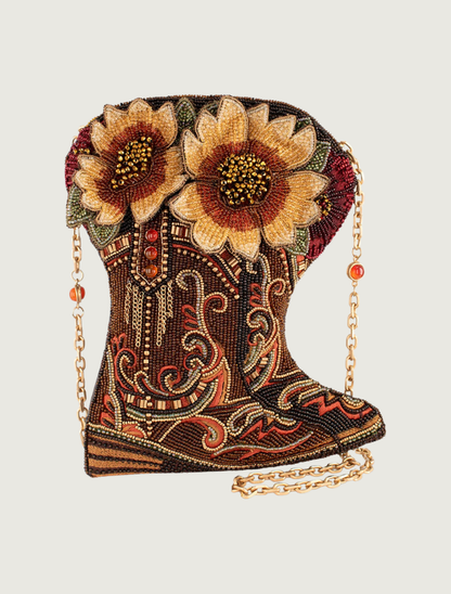 Mary Frances Floral Frontier Cowboy Boot Crossbody Handbag