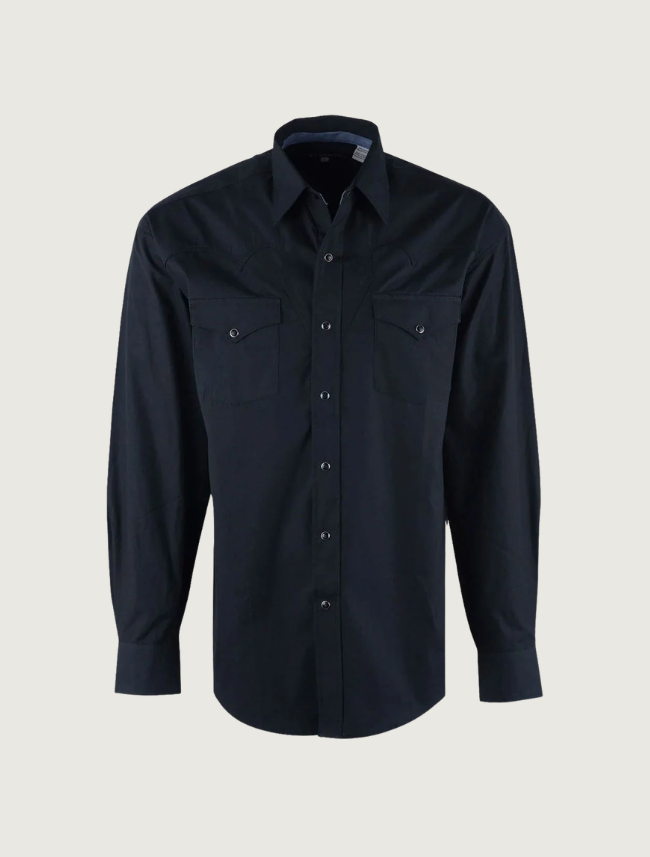Stetson Men's Oxford Solid Peached Poplin in Black