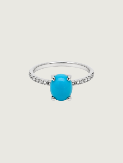 18K White Gold Turquoise & Diamond Ring