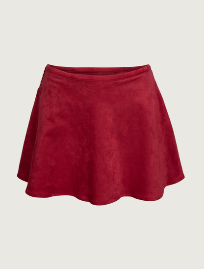 Sky to Moon Red Suede Mini Skort