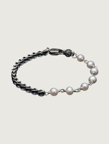 William Henry 'Frost' Sterling Silver Bracelet with 6.5mm Freshwater Pearl Beads