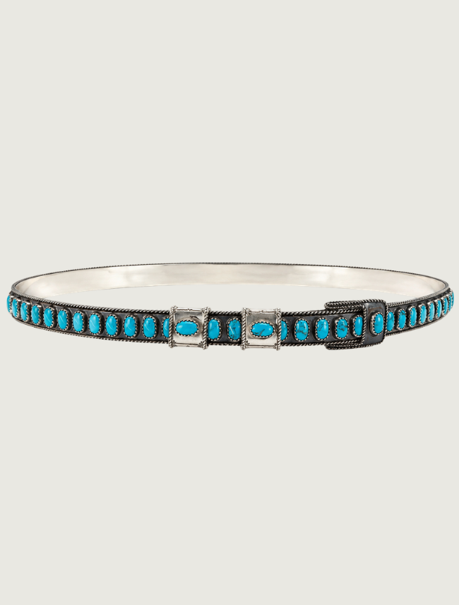 James Freeland Sterling Silver Oval Turquoise Hat Band