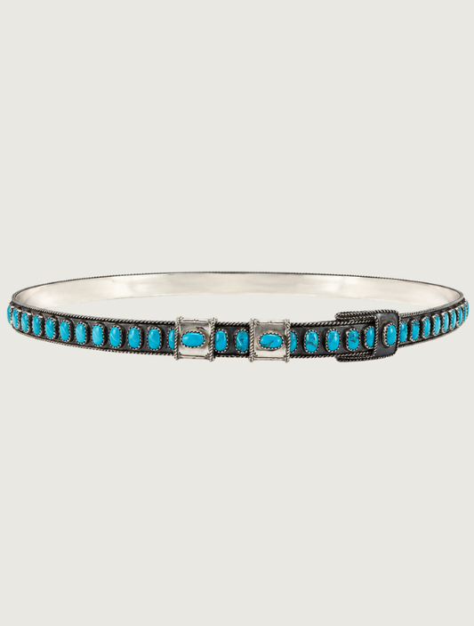 James Freeland Sterling Silver Oval Turquoise Hat Band