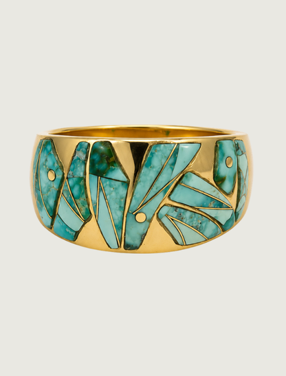 14K Yellow Gold Carico Lake Turquoise Ring