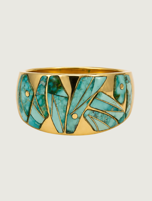 14K Yellow Gold Carico Lake Turquoise Ring