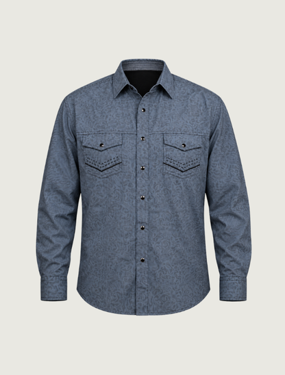 Scully Men's Signature Stripe Print Shirt in Blue