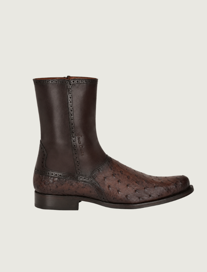 Cuadra Men's Ostrich Zipper Cowboy Boots in Brown
