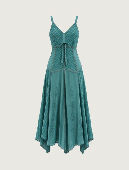 Scully Teal Embroidered Spaghetti Strap Maxi Dress
