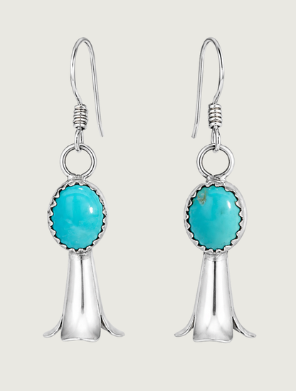 Silver & Turquoise Squash Blossom Earrings
