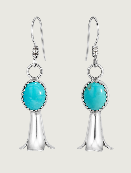 Silver & Turquoise Squash Blossom Earrings