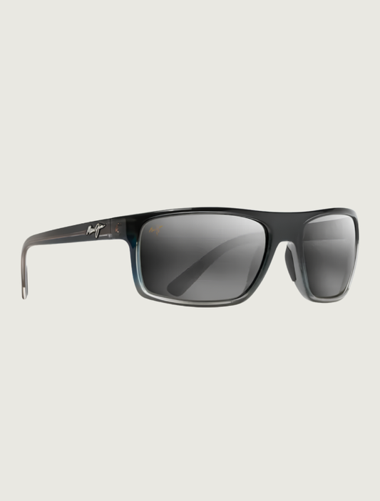 Maui Jim Byron Bay wrap sunglasses in Marlin / Neutral Grey — quarter view