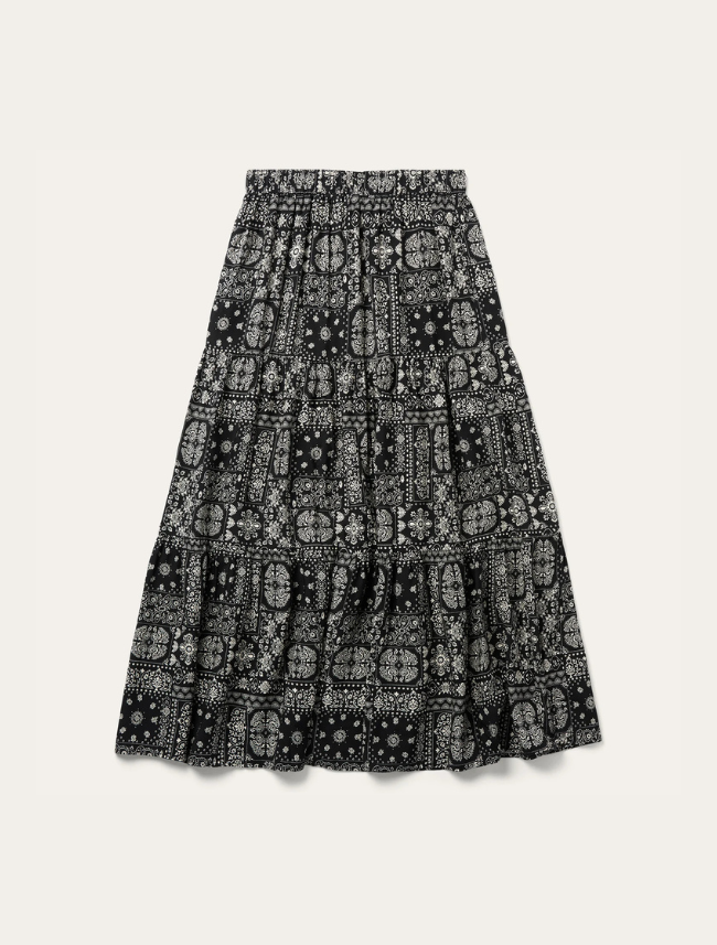 Stetson Women's Black Bandana Print 3-Tiered Skirt