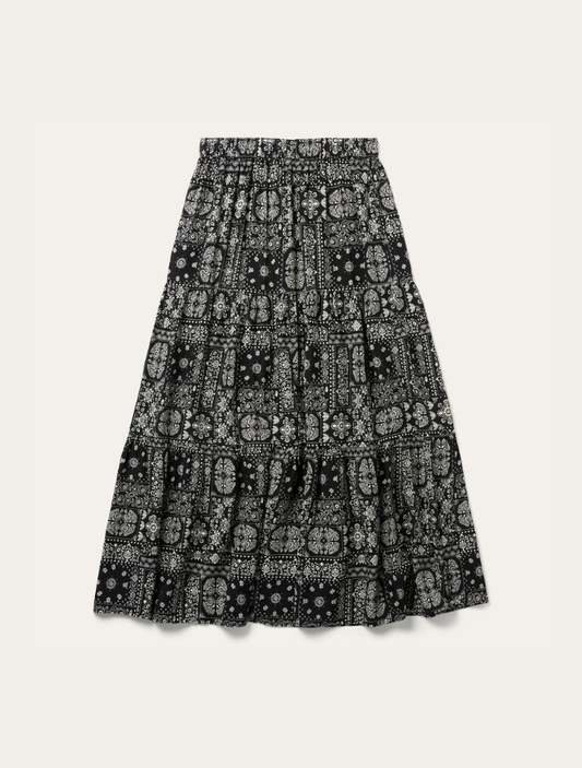 Stetson Women's Black Bandana Print 3-Tiered Skirt
