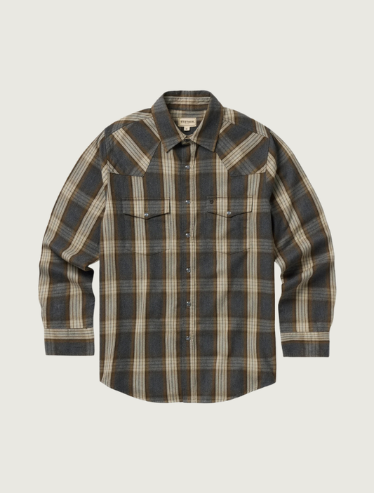 Stetson Brown & Grey Plaid Pearl Snap Western Shirt