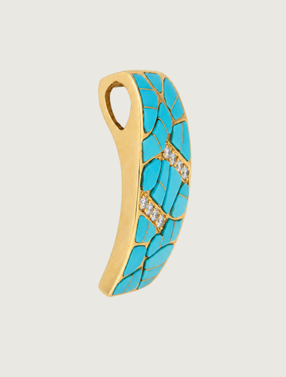 14K Yellow Gold Turquoise & Diamond Pendant