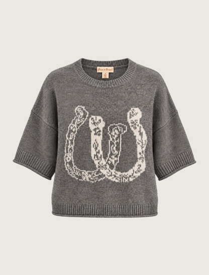 Hem & Thread Grey Horseshoe Jacquard Sweater