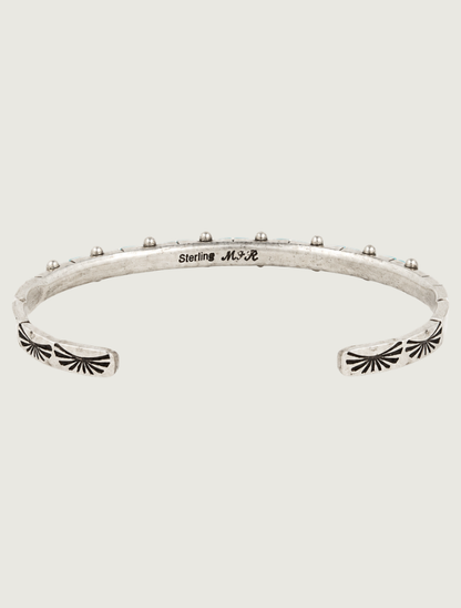 Interior view of M.F.R. sterling silver cuff showing hallmark stamp
