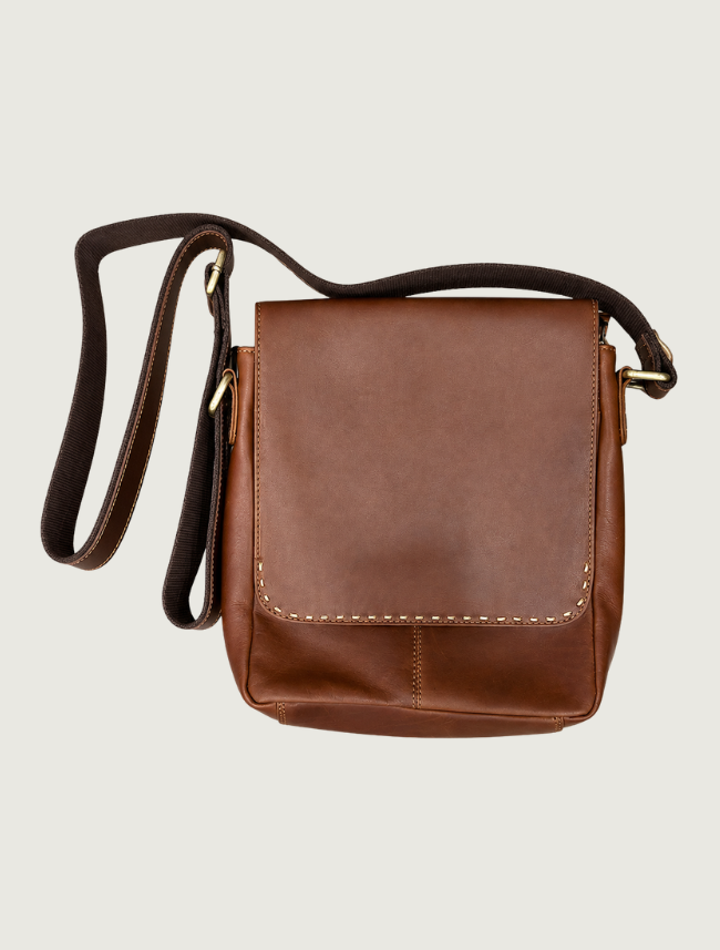 Mavericks Brown Leather Messenger Bag