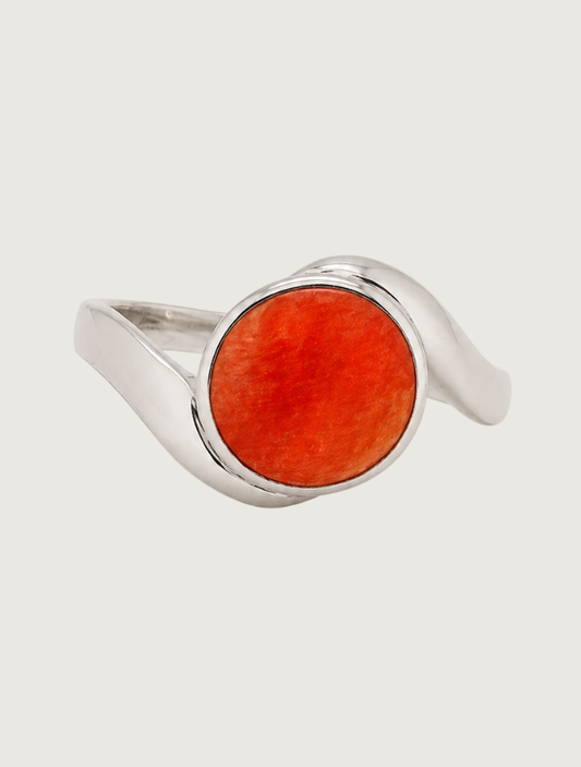 Kabana Sterling Silver Red Spiny Oyster Ring