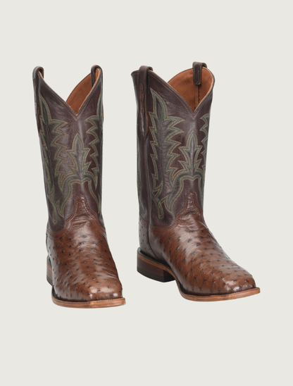 Justin 12" Rancher Full Quill Ostrich Cowboy Boots in Kango Tobac