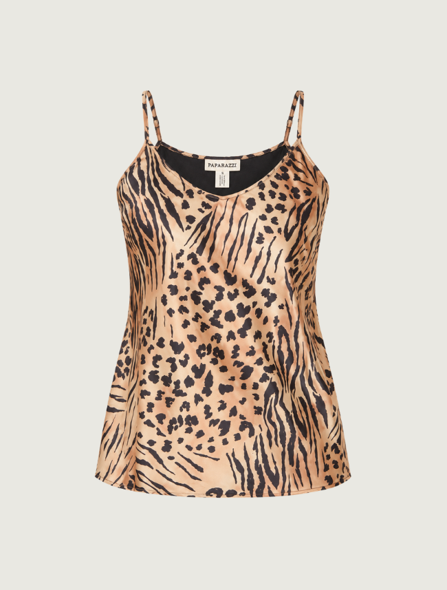 Paparazzi Reversible Satin Cami Tank in Tiger
