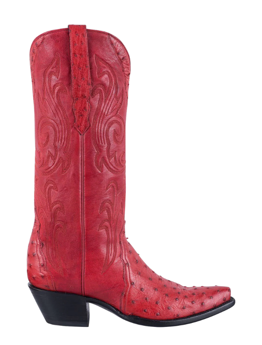 Stallion Full Quill Ostrich Gallegos Cowgirl Boots in Red