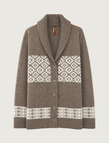 Stetson Women's Brown Shawl Collar Cardigan Sweater