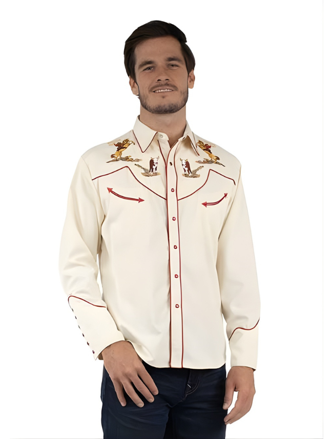Scully Men's Cattle Roper Embroidered Shirt