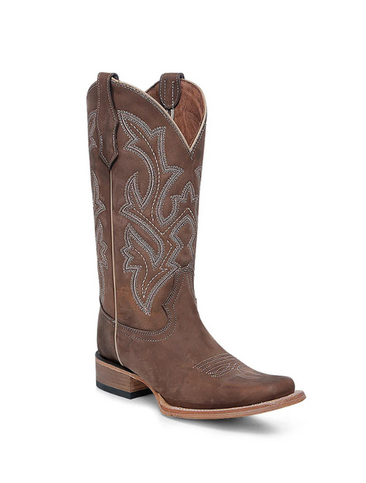 Circle G Women's Chocolate Embroidery Square Toe Cowboy Boot
