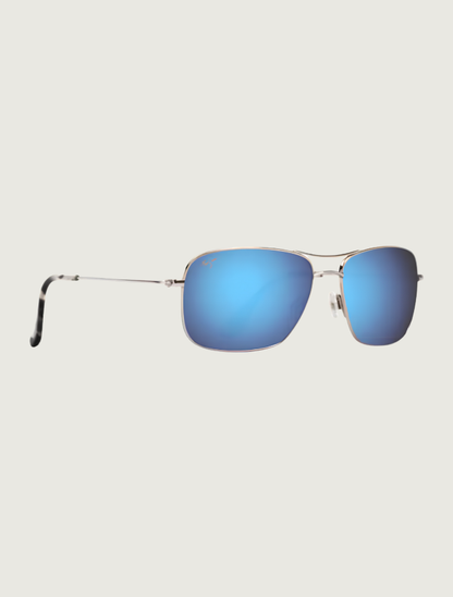 Maui Jim Wiki Wiki aviator sunglasses in Silver / Blue Hawaii — quarter view