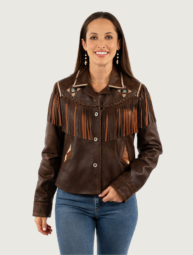 Mavericks Women's Lambskin Fringe Leather Jacket