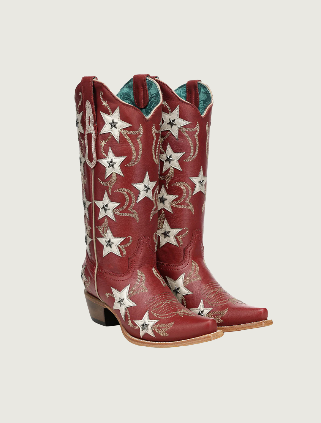 Corral Red Stars & Studs Cowgirl Boots